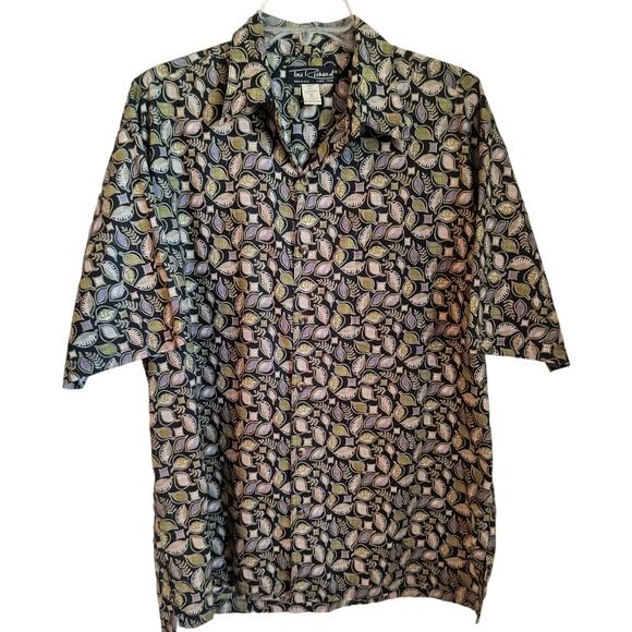 Tori Richard Hawaiian Button Down Shirt Men's Size M Black Tropical Short Sleeve - Picture 1 of 14